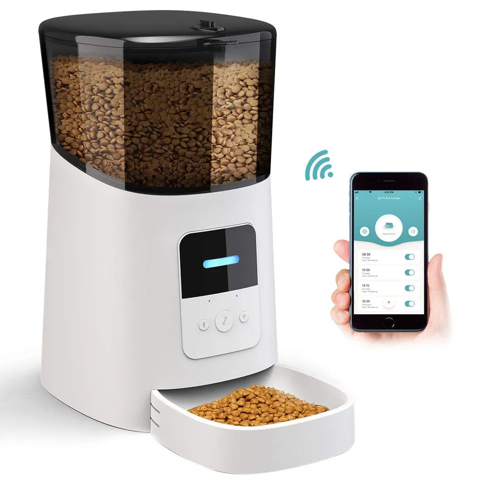Smart Pet Feeder Wifi Mobile Phone App Remote Control Microchip Automatic Pet Feeder