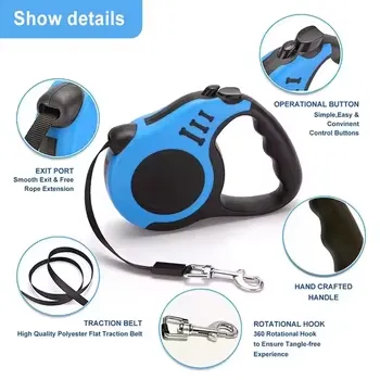  Cat Lead Extension Strap Nylon Automatic Retractable Pet Dog Leash for Puppy