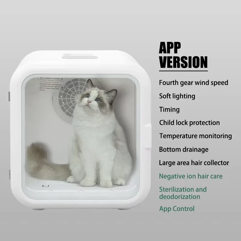 Hair Dryer and Bed Room for Cat Automatic Cabinet Pet Dryer Box