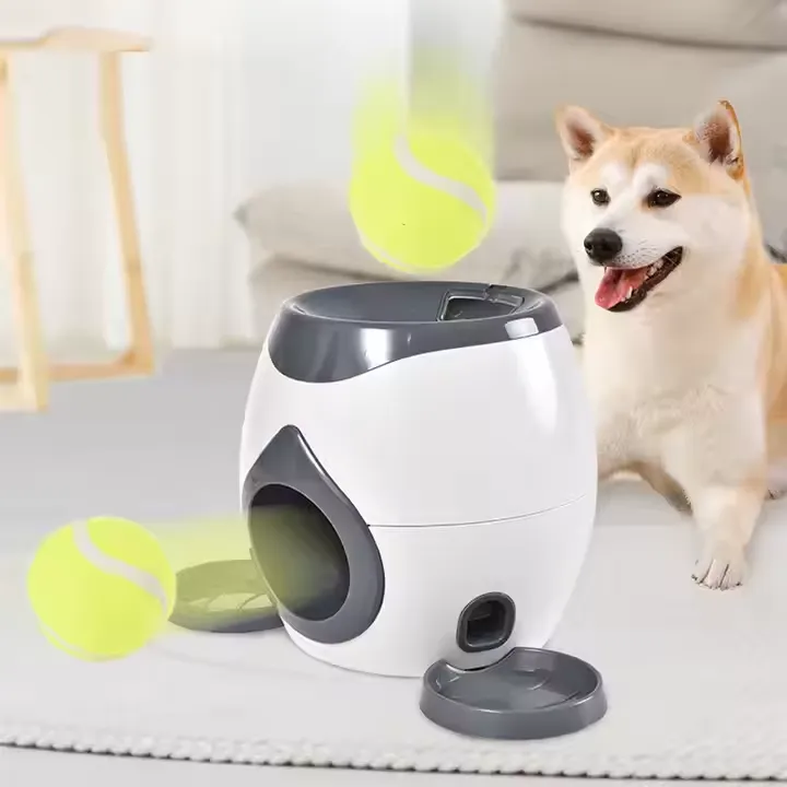 Pet Automatic Toy Throw Ball Pet Treat Dispenser Tennis Ball Launcher Interactive Toys